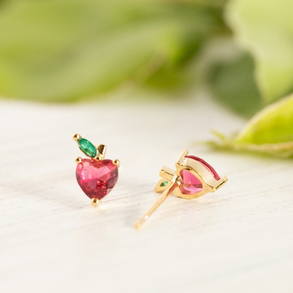 Dainty Apple Studs (S925) - Only 4 left! - Picture 6 of 10